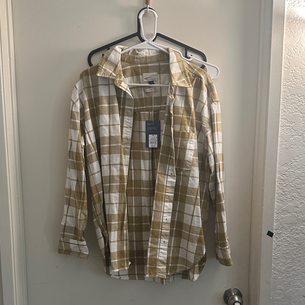 Universal Thread Mustard and White Plaid Shirt